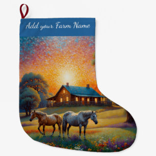 Horses on Farm Large Christmas Stocking