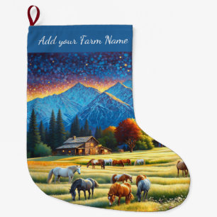 Horses on Farm Large Christmas Stocking