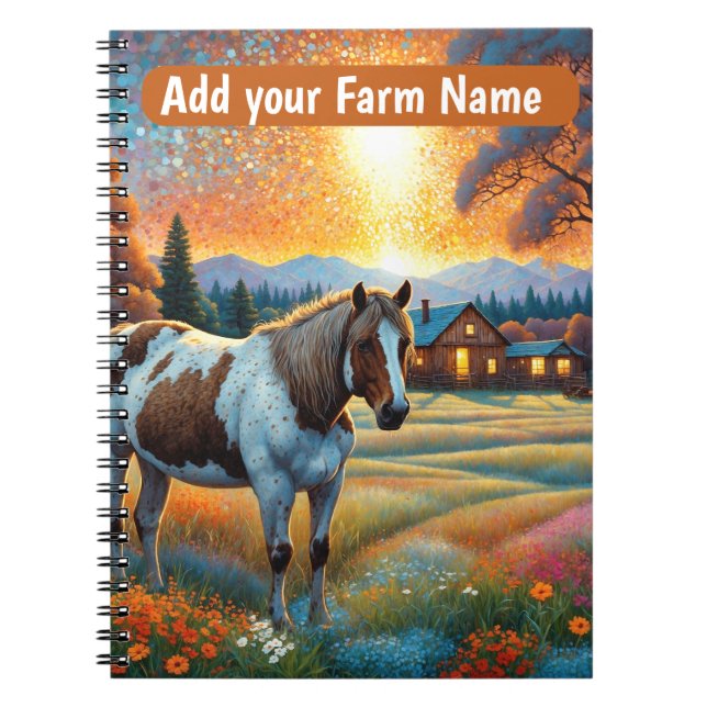 Horses on Farm Wildflower Meadow Notebook (Front)