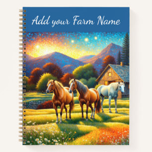 Horses on Farm Wildflower Meadow Notebook