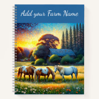 Horses on Farm Wildflower Meadow