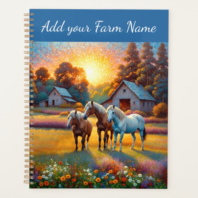 Horses on Farm Wildflower Meadow Planner (Front)