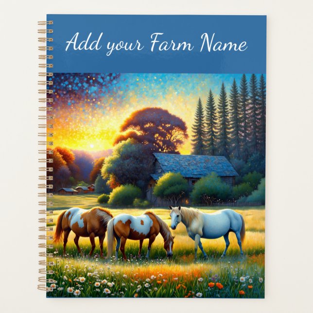 Horses on Farm Wildflower Meadow Planner (Front)