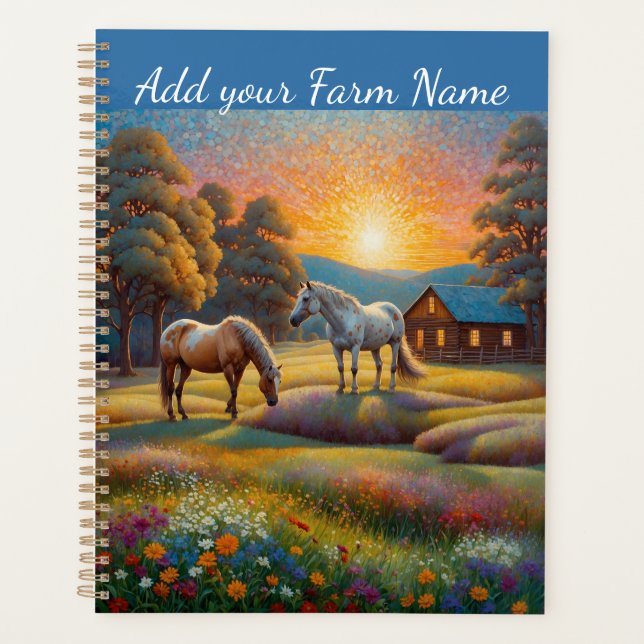 Horses on Farm Wildflower Meadow Planner (Front)