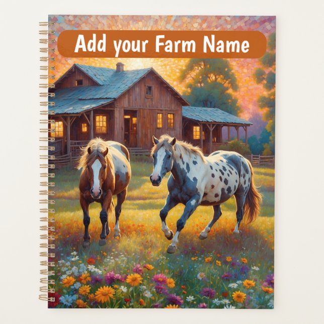 Horses on Farm Wildflower Meadow Planner (Front)