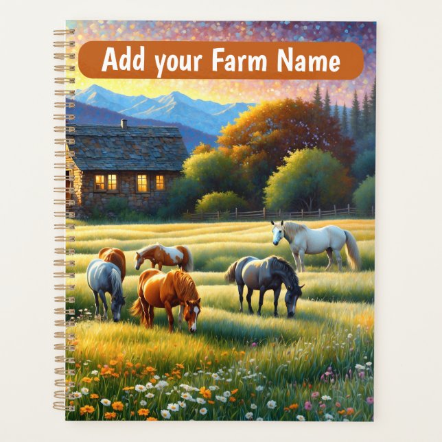 Horses on Farm Wildflower Meadow Planner (Front)