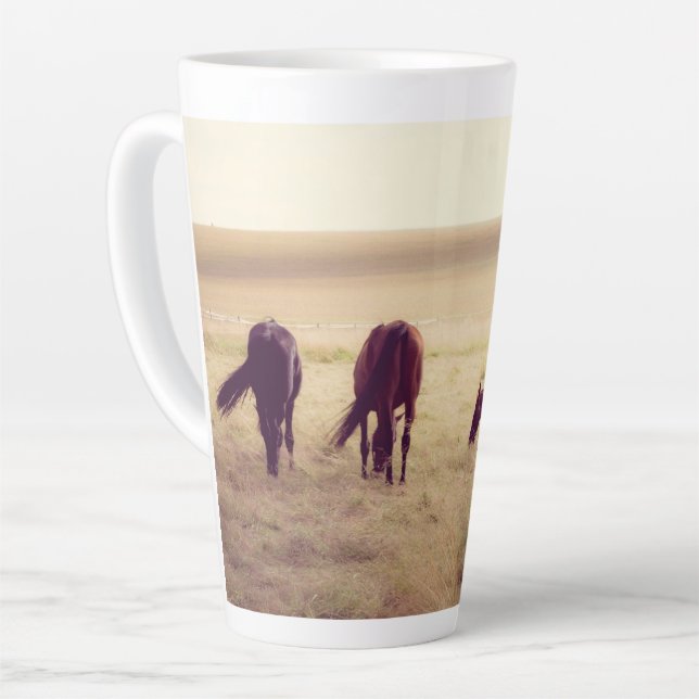 Horses on pasture latte mug (Left Angle)