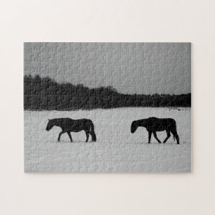 Horses On Snow 11x14 252pc jpcna Jigsaw Puzzle