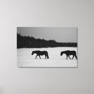 Horses On Snow 36x24 (90x60cm) waccnm Canvas Print
