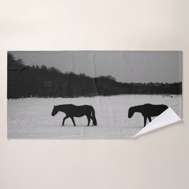 Horses On Snow btcna Bath Towel Set (Bath Towel)