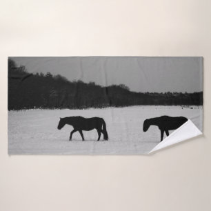Horses On Snow btcnm Bath Towel Set