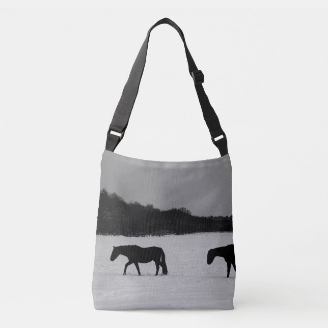 Horses On Snow cbbcna Crossbody Bag (Front)