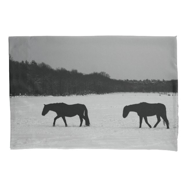 Horses On Snow pccna Pillowcase (Front)
