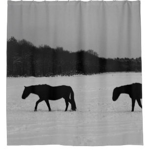 Horses On Snow sccn Shower Curtain