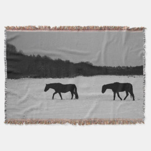 Horses On Snow tbcn Throw Blanket