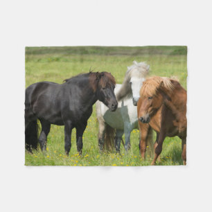 Horses on the Ranch, South Iceland Fleece Blanket