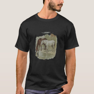 Horses Painting Stallions Drinking Water At The R T-Shirt