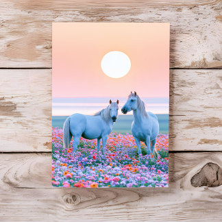 Horses Pastel Sunset Think of You Card