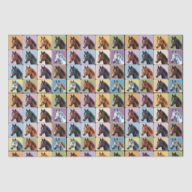 Horses Pattern Creative Craft Wrapping Equestrian Tissue Paper (Front)