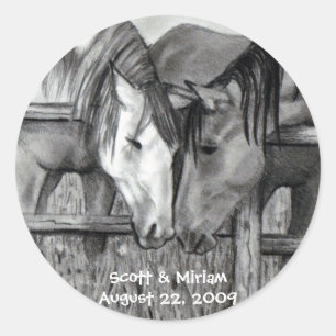 HORSES: PENCIL ART: WEDDING STICKERS