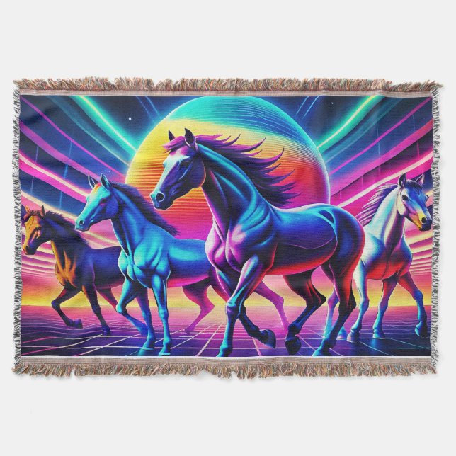 HORSES PLANET THROW BLANKET (Front)