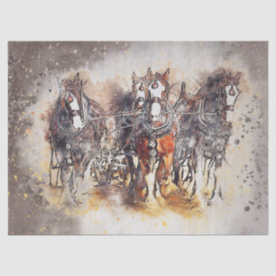 Horses Ploughing Tissue Paper