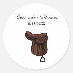 Horses - Preppy Equestrian Tack Saddle Colour Classic Round Sticker