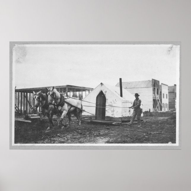 Horses Pulling A Tent Poster (Front)