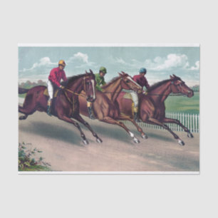 Horses Racing Painting Decoupage Tissue Paper