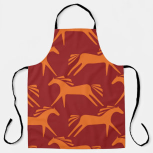 Horses: Red Seamless Equestrian Beauty. Apron