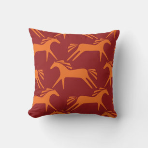 Horses: Red Seamless Equestrian Beauty. Cushion