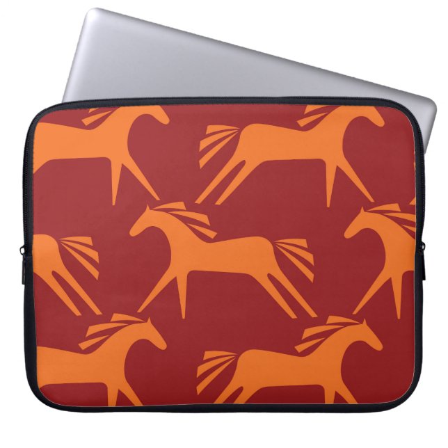 Horses: Red Seamless Equestrian Beauty. Laptop Sleeve (Front)