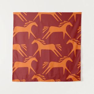 Horses: Red Seamless Equestrian Beauty. Tapestry