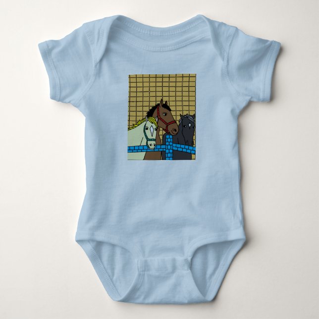 Horses Rider Pony Girl Baby Bodysuit (Front)