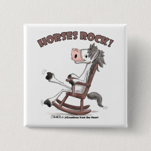 Horses Rock! 15 Cm Square Badge