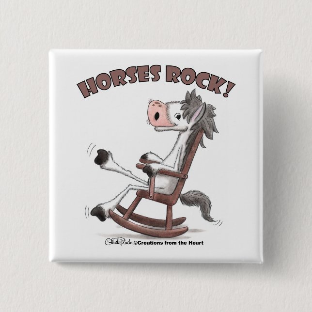 Horses Rock! 15 Cm Square Badge (Front)