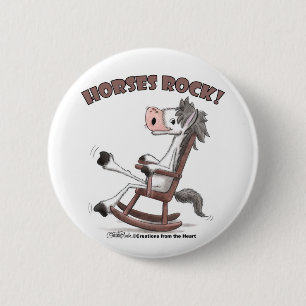Horses Rock! 6 Cm Round Badge