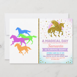 Horses run colour - Choose background colour Invitation