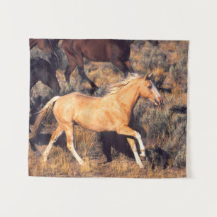 Horses Running a Ponderosa Ranch Tapestry