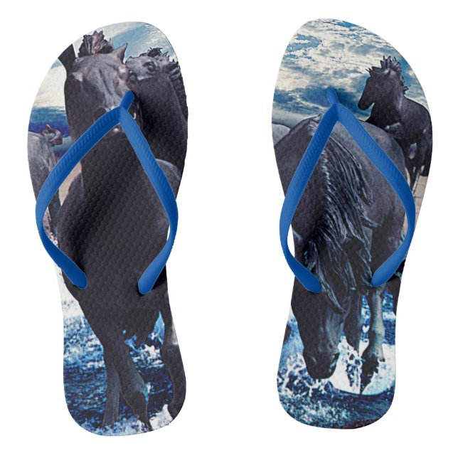 Horses Running In The Water Jandals (Footbed)