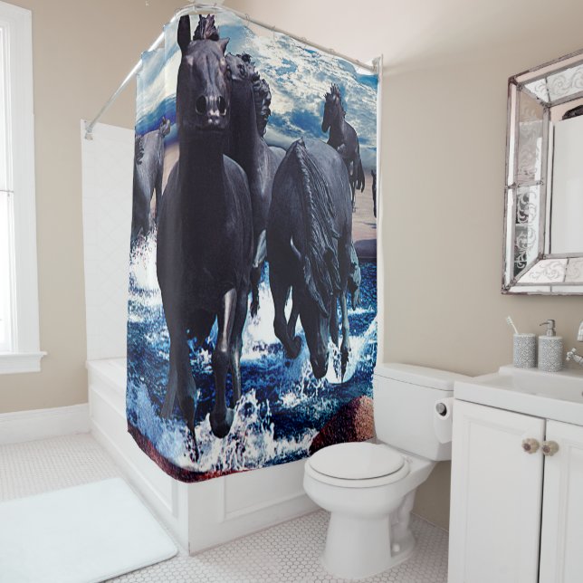 Horses Running In The Water Shower Curtain (In Situ)