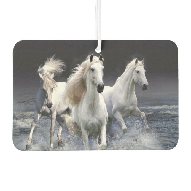 Horses running  throw pillow car air freshener (Front)