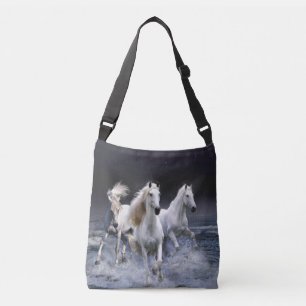 Horses running throw pillow crossbody bag