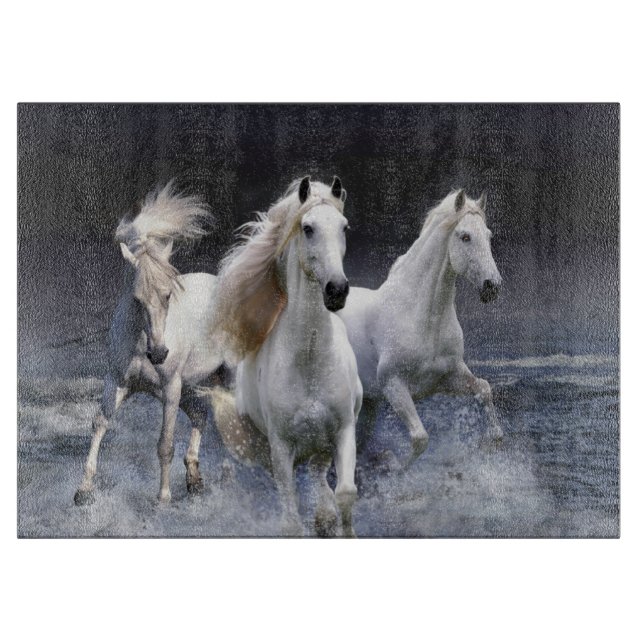 Horses running  throw pillow cutting board (Front)