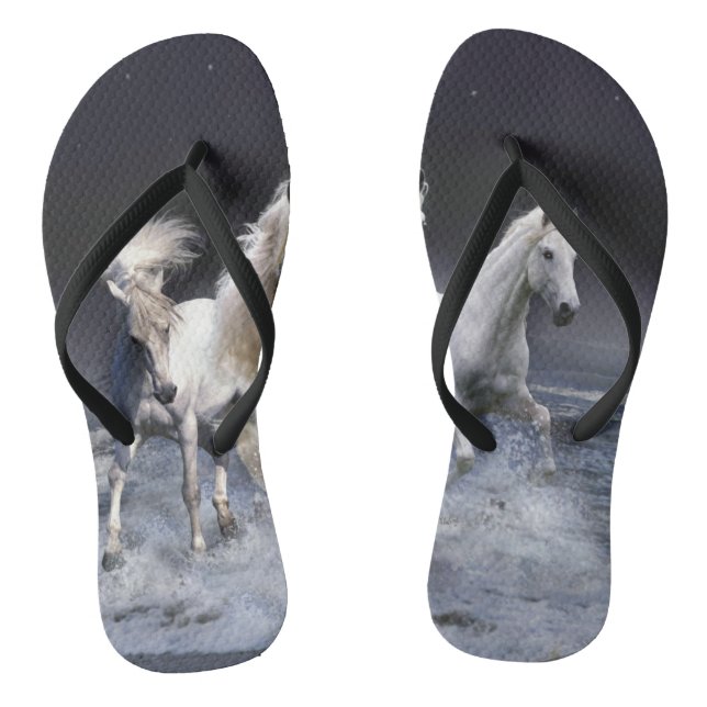 Horses running  throw pillow jandals (Footbed)