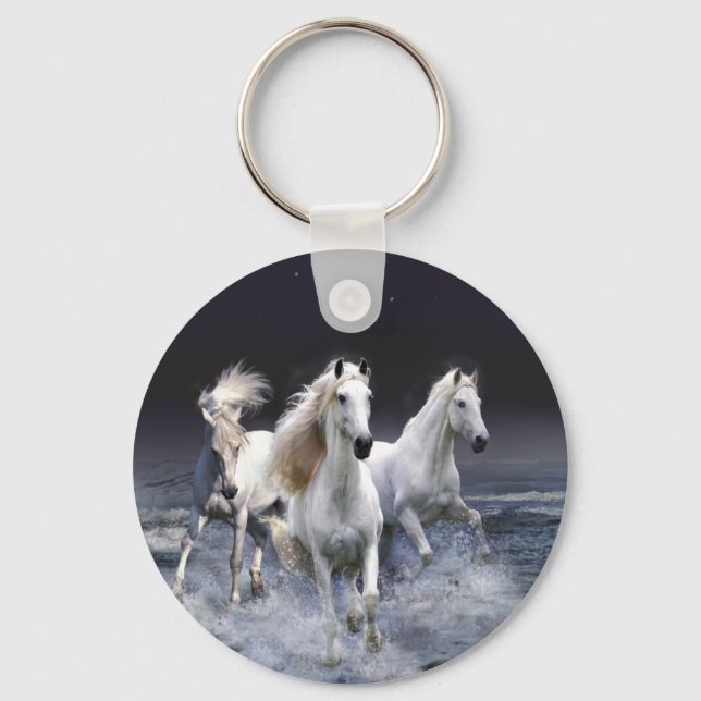 Horses running  throw pillow key ring (Front)
