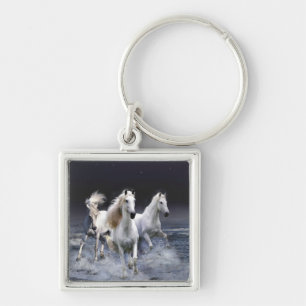 Horses running throw pillow key ring