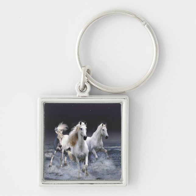 Horses running  throw pillow key ring (Front)