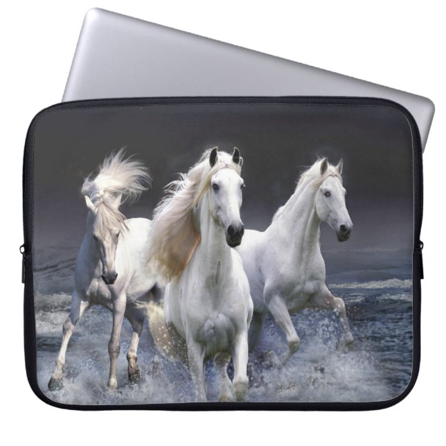 Horses running  throw pillow laptop sleeve (Front)