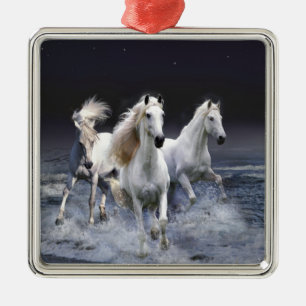 Horses running  throw pillow metal tree decoration